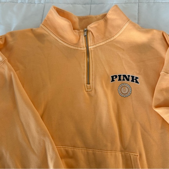 PINK Victoria's Secret Peach Quarter-Zip Pullover Sweatshirt Size XXL - Picture 6 of 9